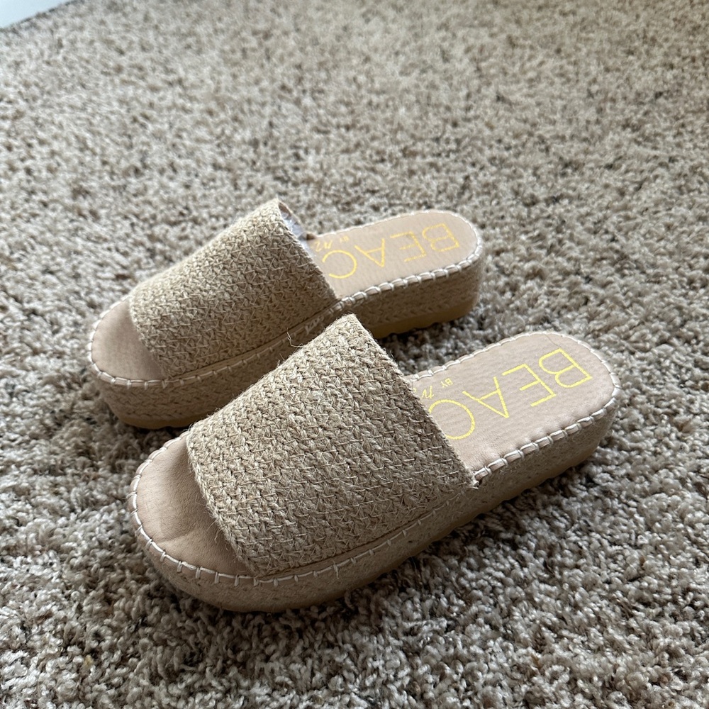 Beach by Matisse Del Mar Jute Platform Sandals Natural Tan Size 7 NWOT - Picture 2 of 5